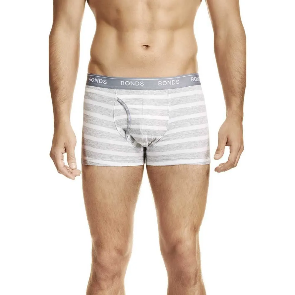 10 x Mens Bonds Striped Guyfront Trunks Underwear White/Grey Mzuqi