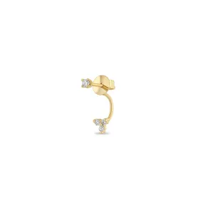 14k Diamond Stud with Diamond Trio Jacket Earring