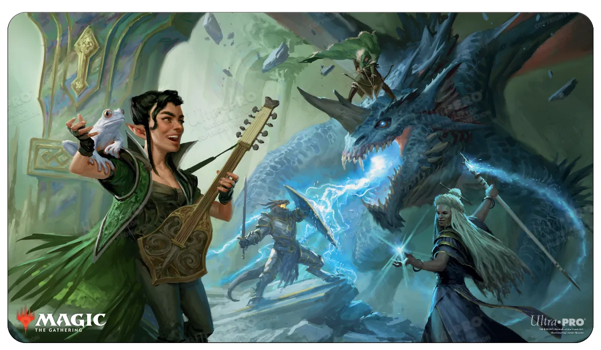 Adventures in the Forgotten Realms The Party Fighting Blue Dragon Standard Gaming Playmat for Magic: The Gathering