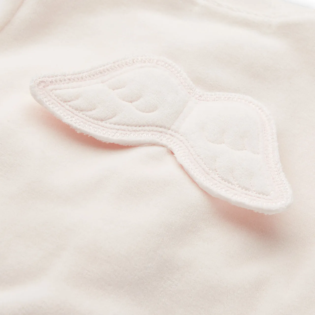 Angel Wing Velour Sleepsuit in Pink