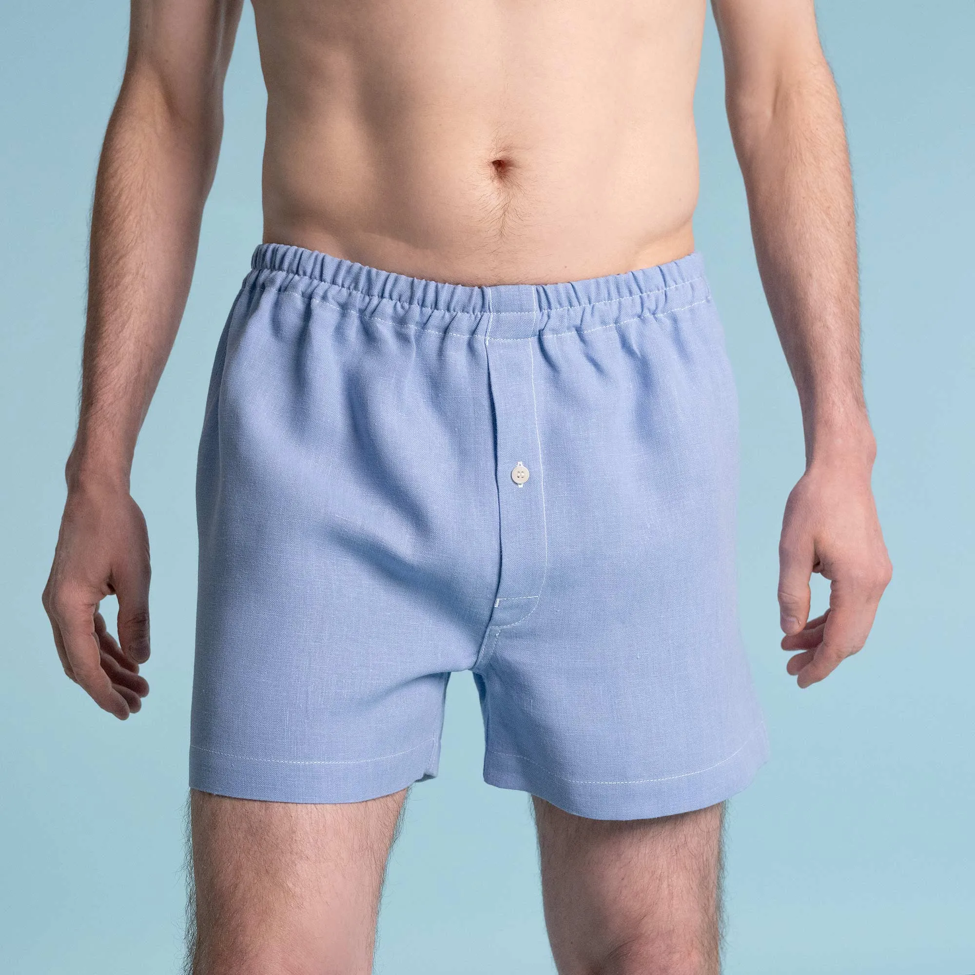 BIZET 100% Organic Linen Boxers (Woven) (Plastic-free, Tagua Nut Button, OC Thread) (100% Biodegradable Organic Elastic Option)