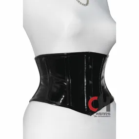 Black Hourglass Under Bust PVC Corset - Steel Boned