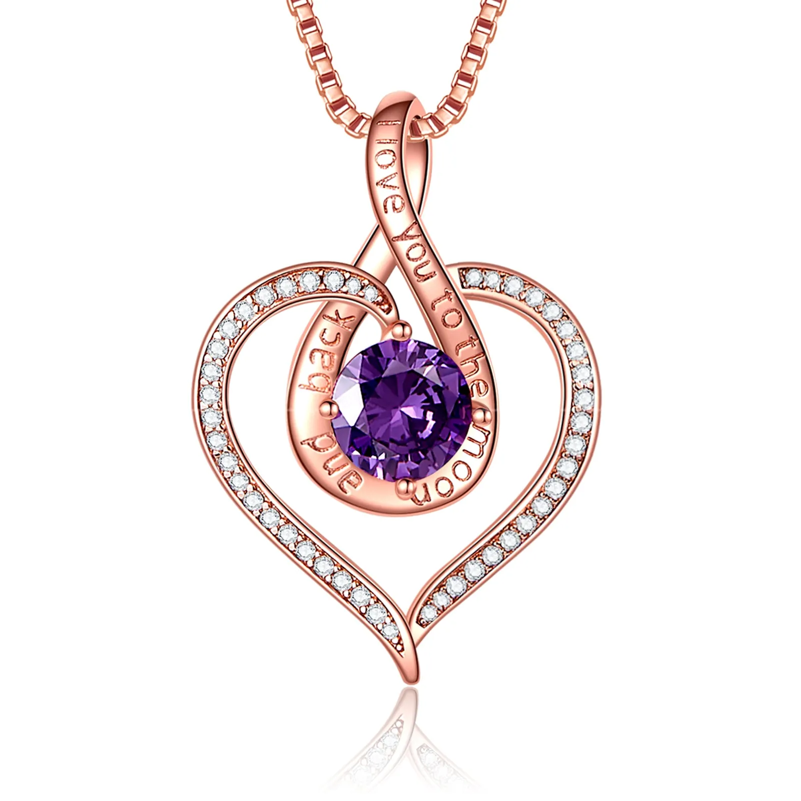 BOSTANTEN Love Heart Pendant Necklaces for Women Silver Rose Gold Tone Crystal Birthstone Birthday Jewelry Gifts for Women, 18" 2"