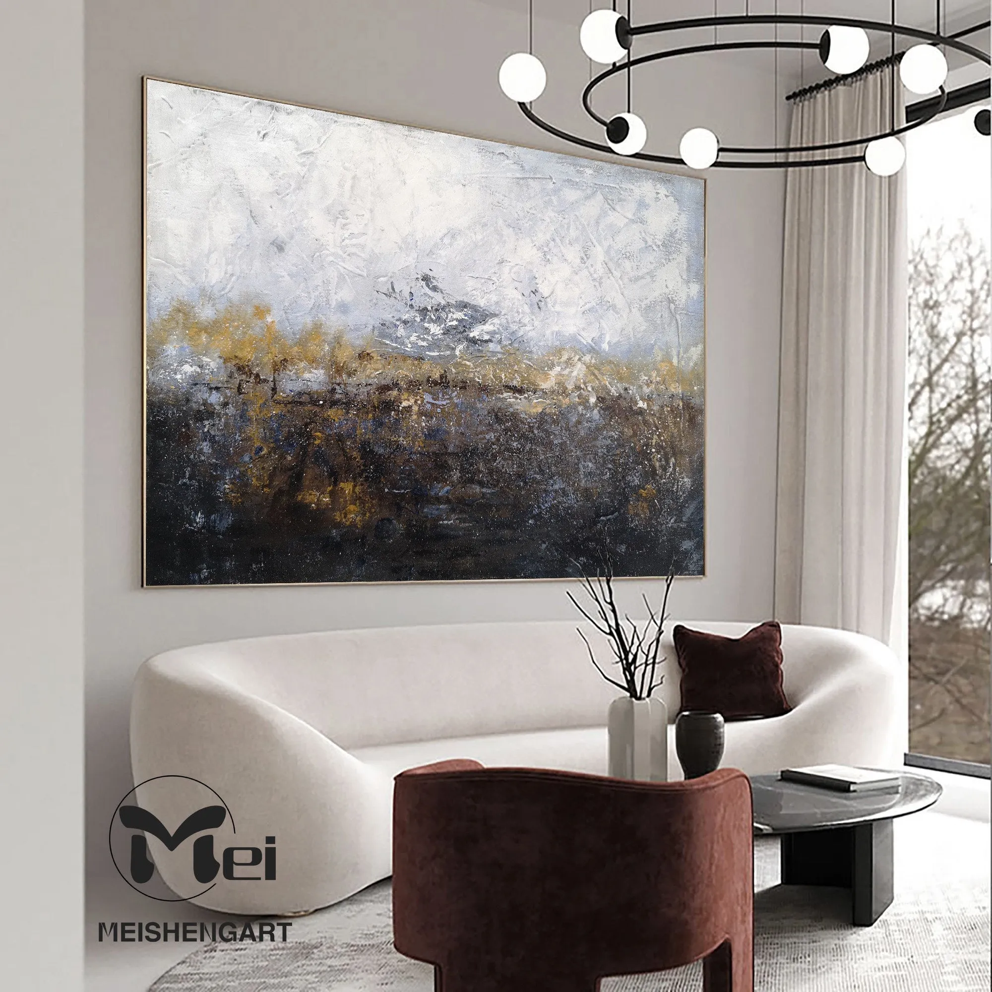 Brown Gray Abstract Painting Landscape Abstract Art Kp010