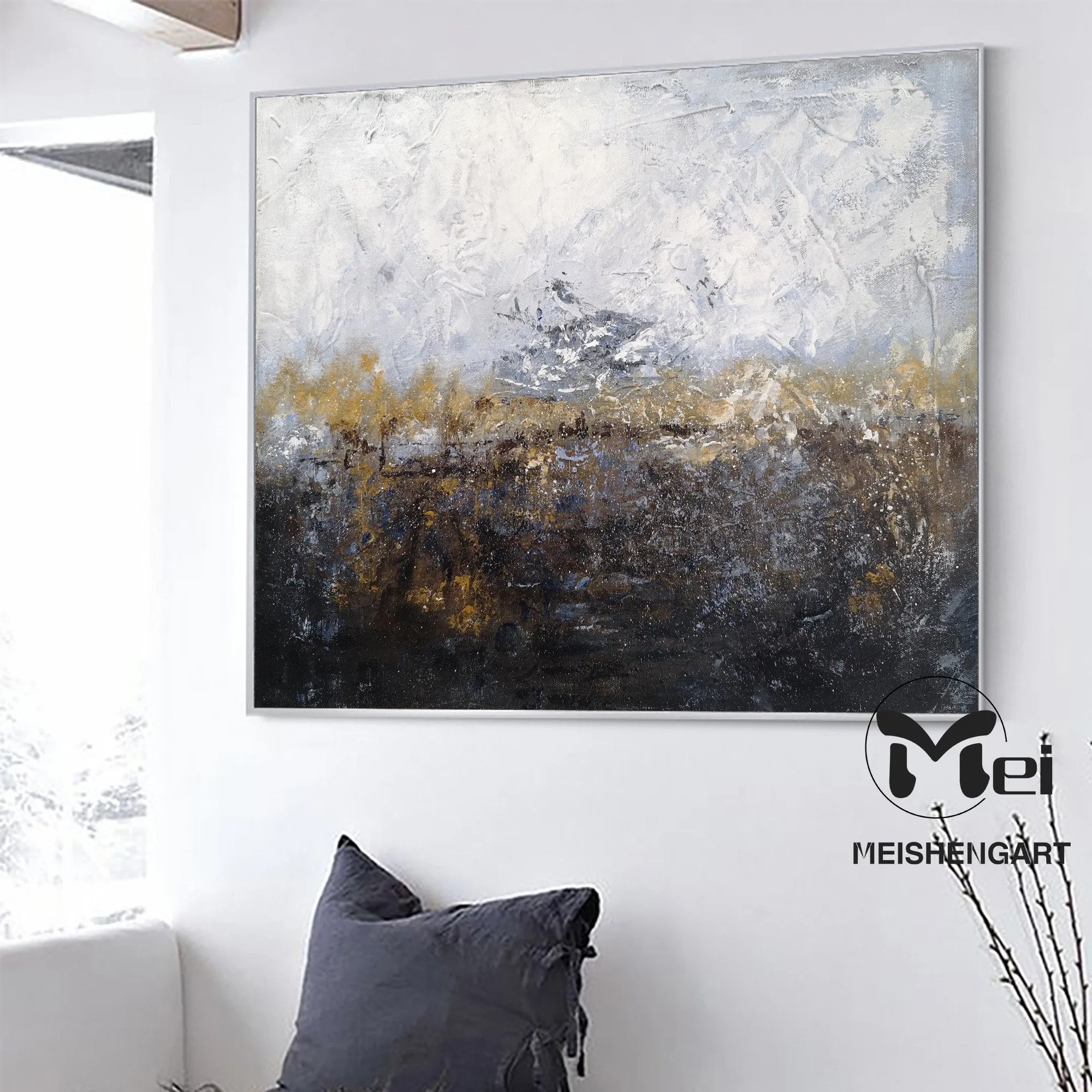 Brown Gray Abstract Painting Landscape Abstract Art Kp010