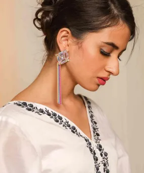 Crystal Chandelier Design Artificial Fashion Dangler Earrings Jhumka with Tassales for Girls Women