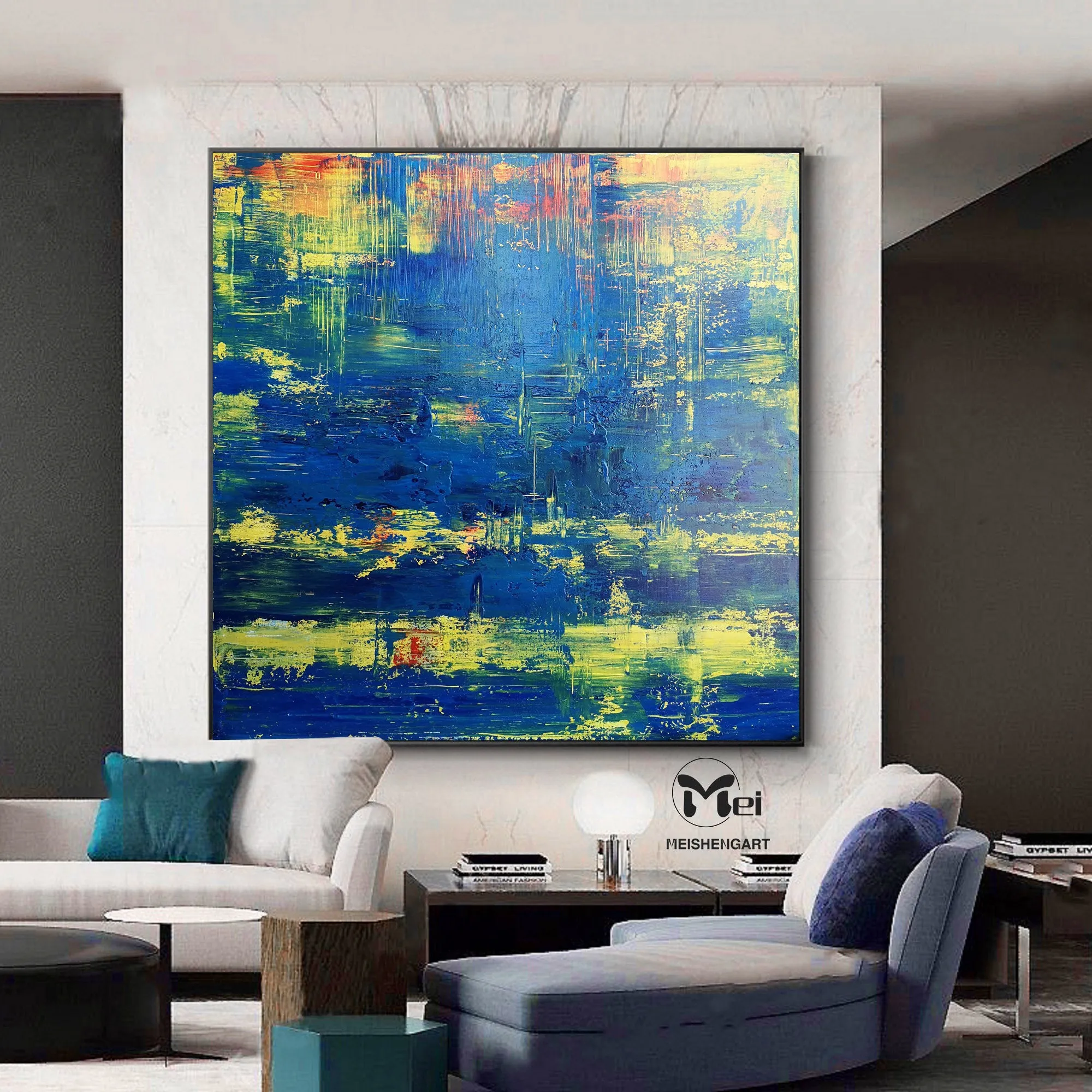 Deep Blue Abstract Painting Seascape Painting Kp014