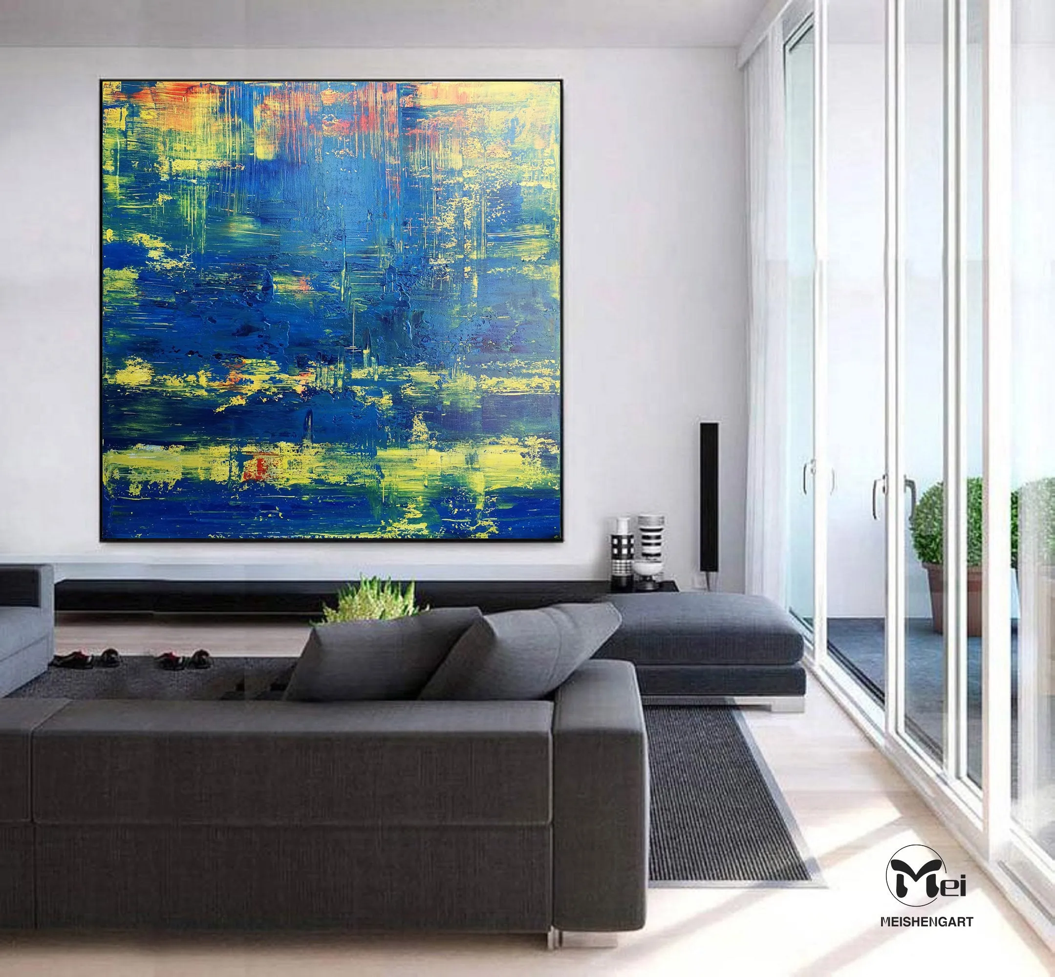 Deep Blue Abstract Painting Seascape Painting Kp014