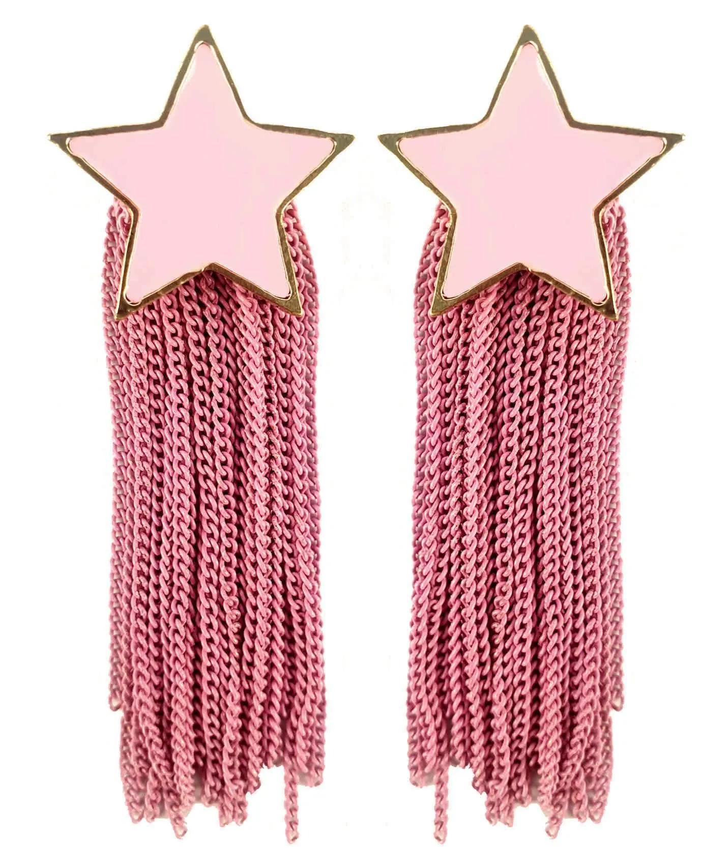 Enamel Metal Patch with Long Tassel Design Artificial Fashion Dangler Earrings Jhumka for Girls Women