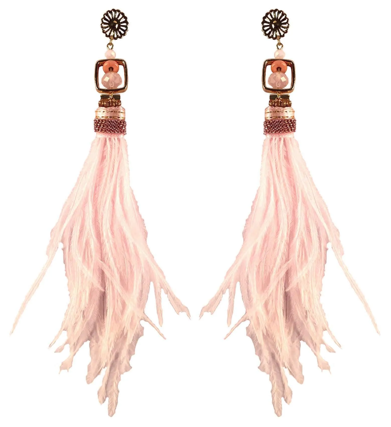 Feather Tassel Design Weightless Style Fancy Artificial Imitation Fashion Dangler Earrings Jhumka for Girls Women