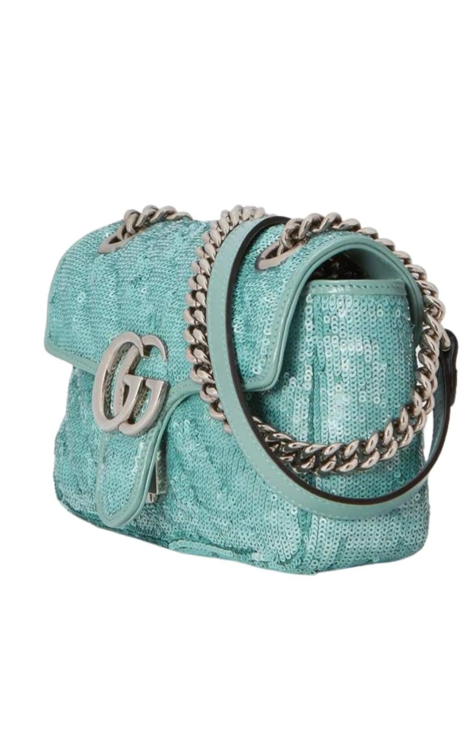 Green GG Marmont Mini Sequin Shoulder Bag