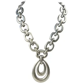 Hobe Silver Metal Chain Link Necklace