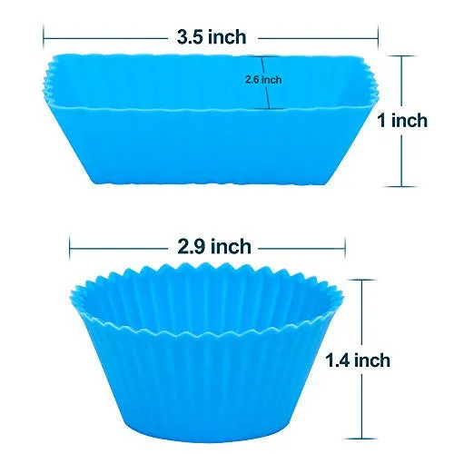 Ipow Thicken Silicone Cupcake Baking Muffin Cups Liners Molds Sets,24pack