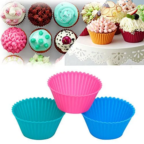 Ipow Thicken Silicone Cupcake Baking Muffin Cups Liners Molds Sets,24pack