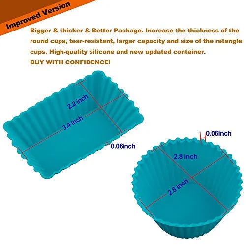 Ipow Thicken Silicone Cupcake Baking Muffin Cups Liners Molds Sets,24pack