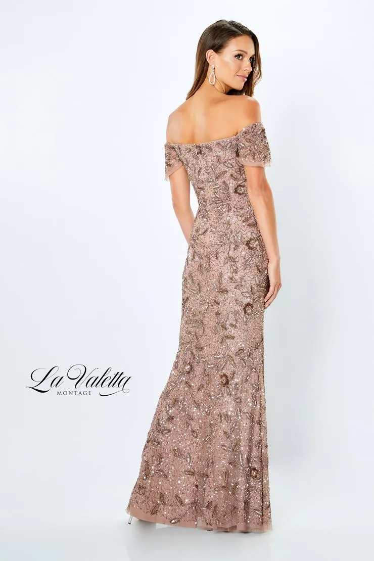 La Valletta LV22103 Beaded Off The Shoulder Gown