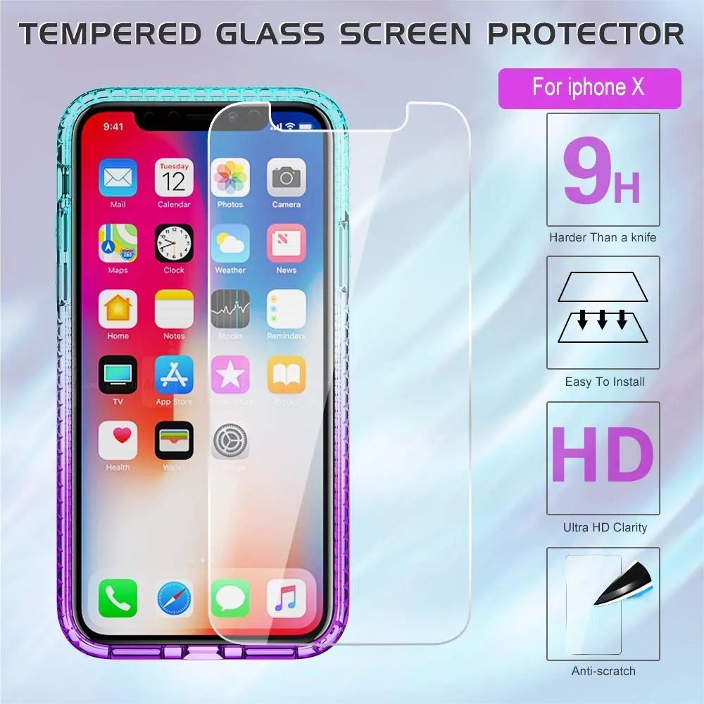 LeYi Case for iPhone XS/iPhone X with Glass Screen Protector [2 pack], 3D Glitter Liquid Cute Personalised Clear Silicone Gel Shockproof Phone Cover