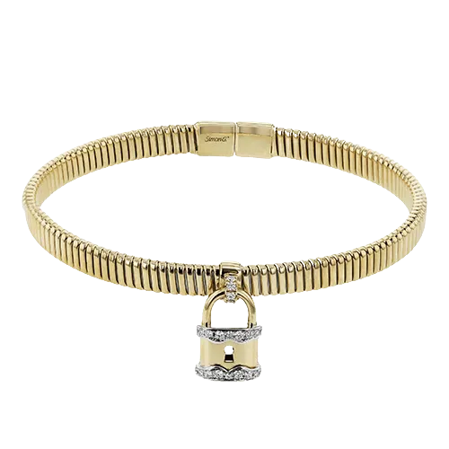 Lock Bangle in 18k Gold with Diamonds