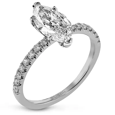 Marquise-cut Engagement Ring & Matching Wedding Band in 18k Gold with Diamonds