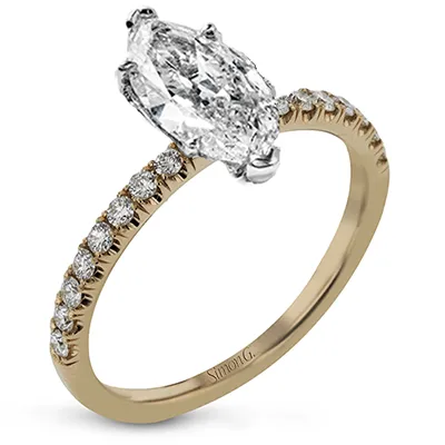 Marquise-cut Engagement Ring & Matching Wedding Band in 18k Gold with Diamonds