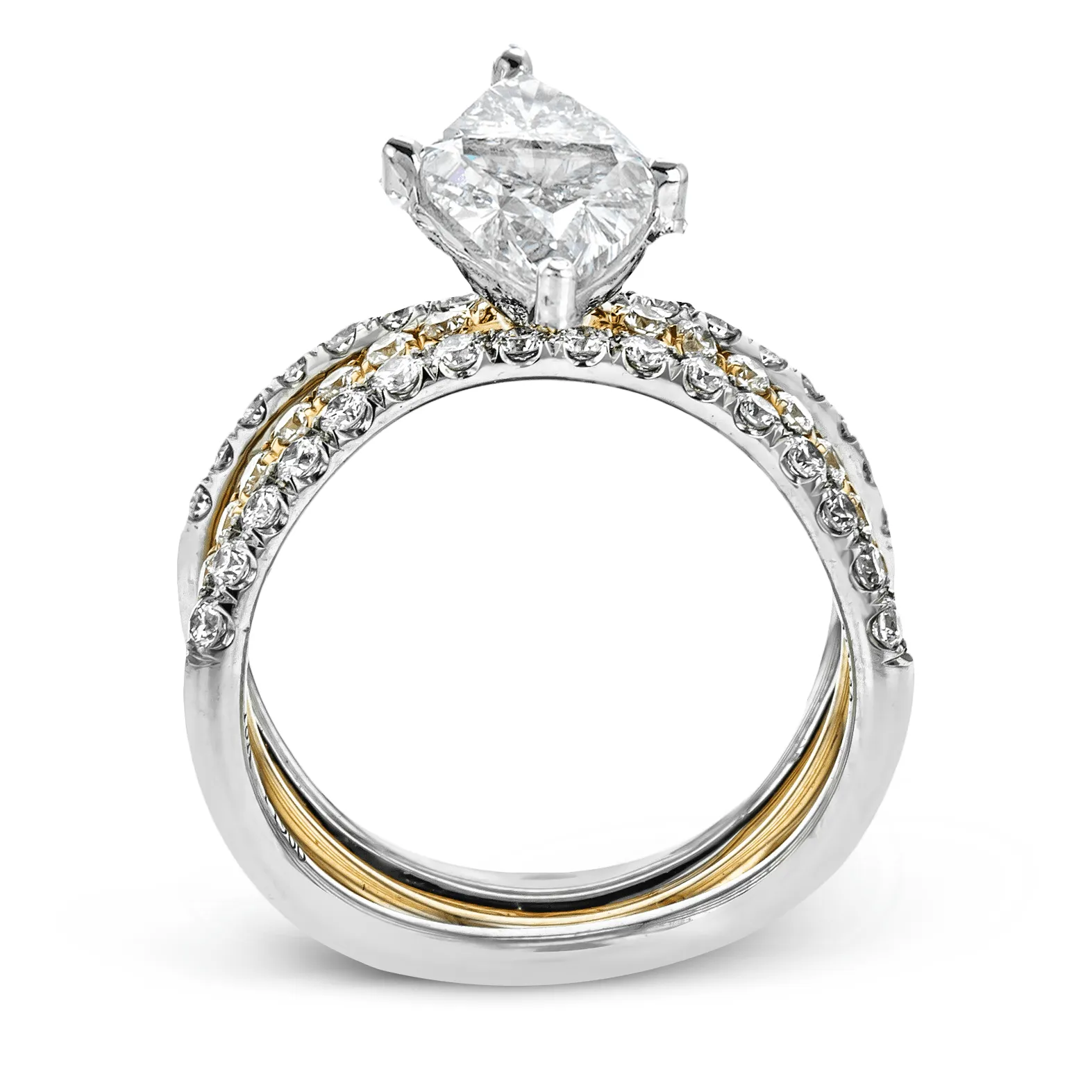 Marquise-cut Engagement Ring & Matching Wedding Band in 18k Gold with Diamonds