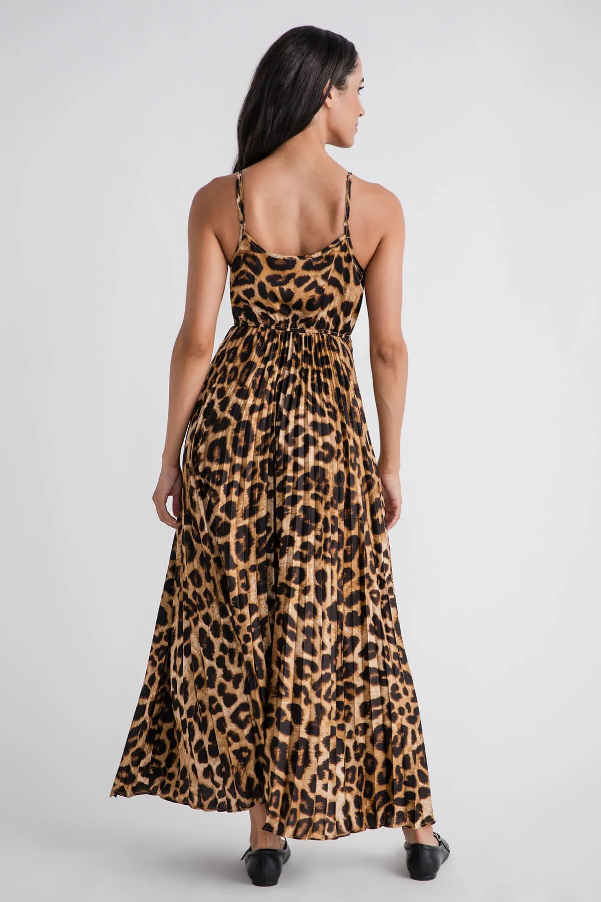 Miou Muse Leopard Print Pleated Dress