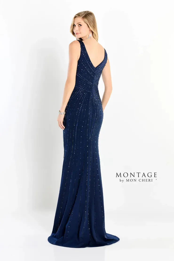 Montage M2211-050 Sleeveless V-Neck Jersey Beaded