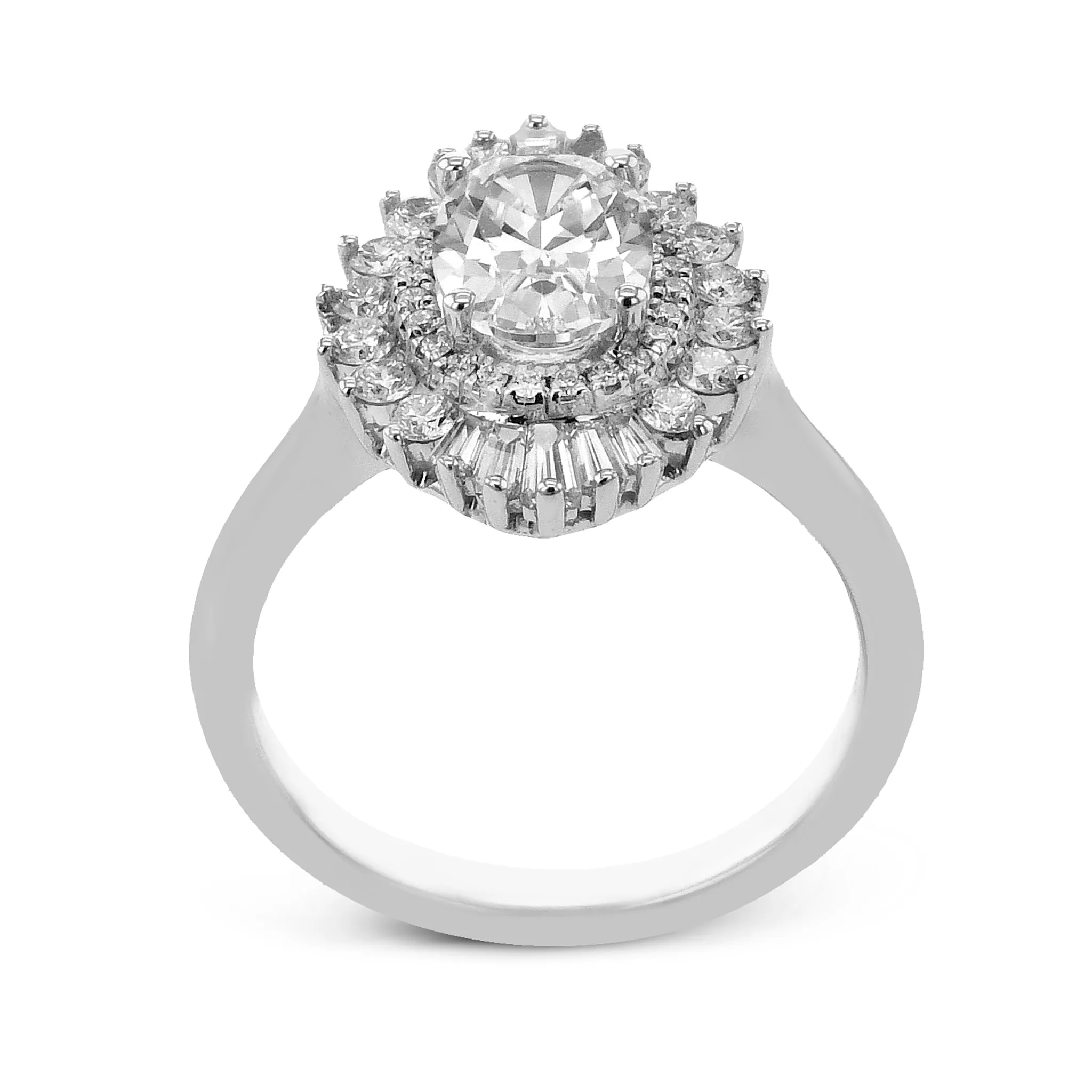 Oval-Cut Halo Engagement Ring In 18k Gold With Diamonds