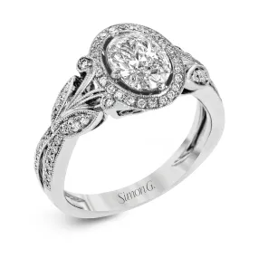 Oval-Cut Halo Engagement Ring In 18k Gold With Diamonds