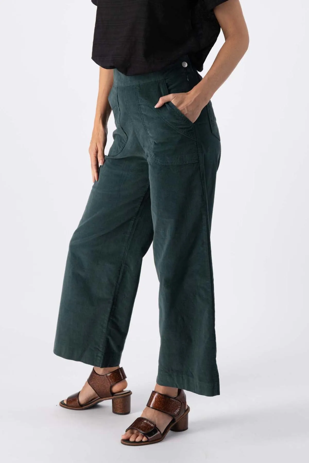 Peggy Pants Forest Green in Summer Corduroy