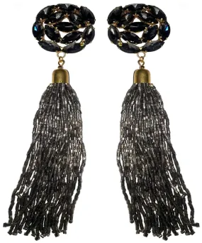 Rhinestone studded Long Tube Tassel Design Artificial Fashion Dangler Earrings Jhumka Girls Women