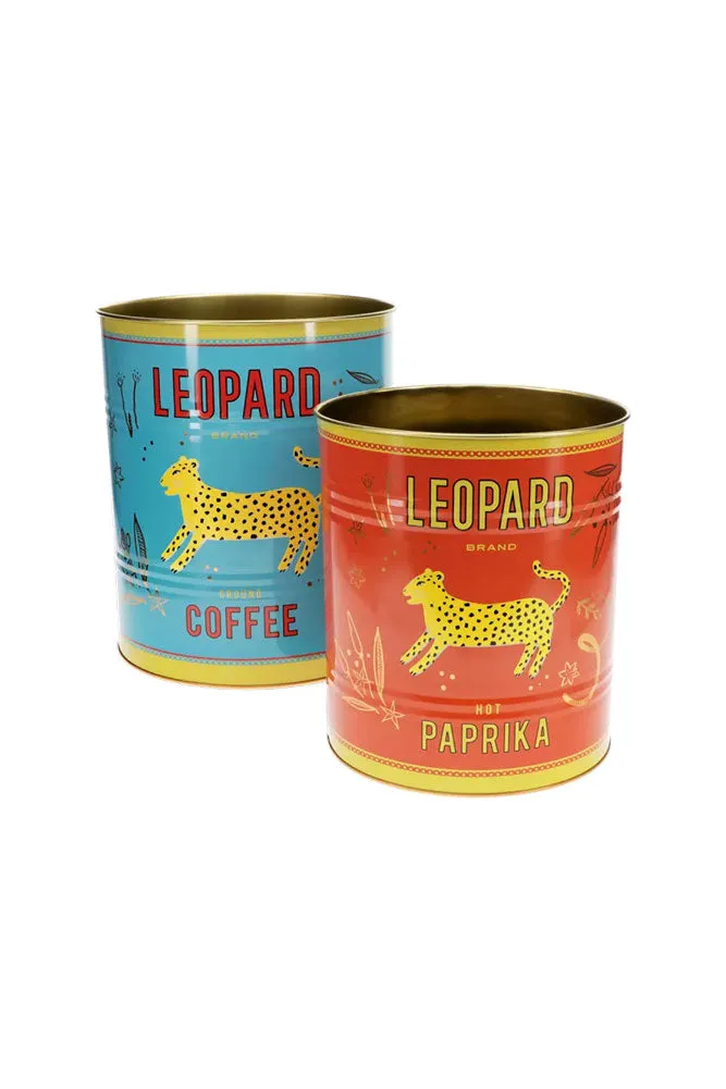 Set Of 2 Leopard Storage Tins - Large & Medium