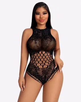 Sparkle Rhinestone Fishnet Bodysuit