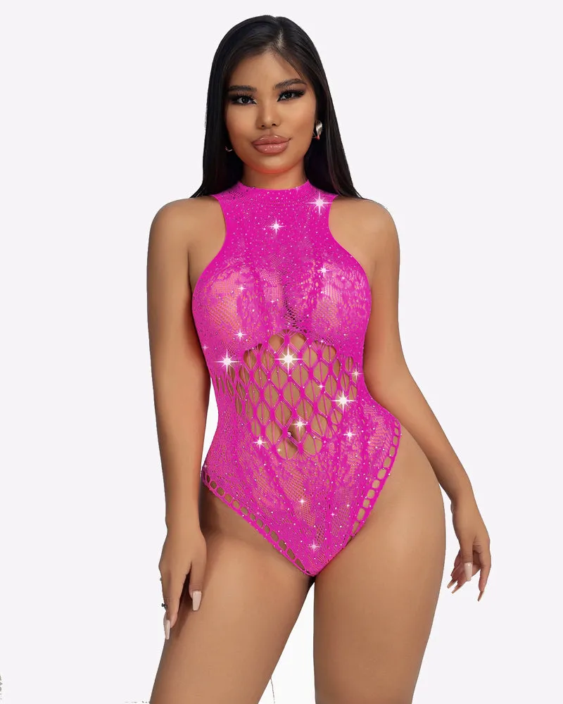 Sparkle Rhinestone Fishnet Bodysuit