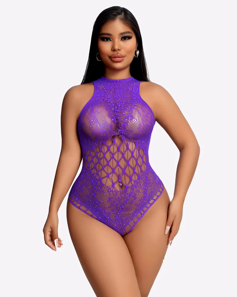 Sparkle Rhinestone Fishnet Bodysuit