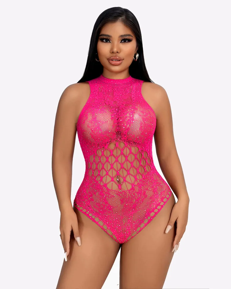 Sparkle Rhinestone Fishnet Bodysuit