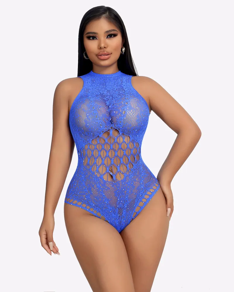 Sparkle Rhinestone Fishnet Bodysuit