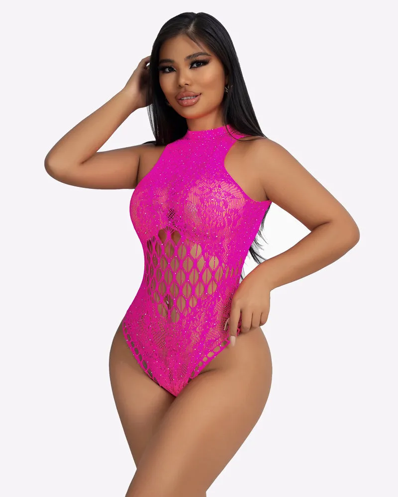 Sparkle Rhinestone Fishnet Bodysuit