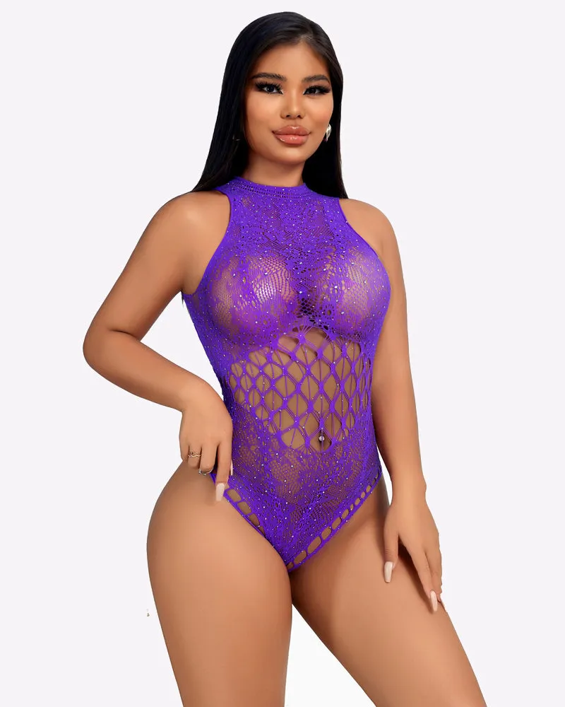 Sparkle Rhinestone Fishnet Bodysuit