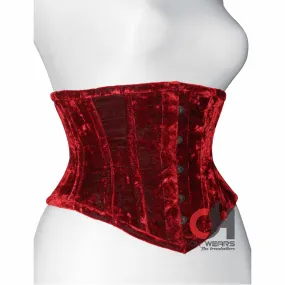 Women Red Velvet Underbust Corset Steel Boned Waist Trainer