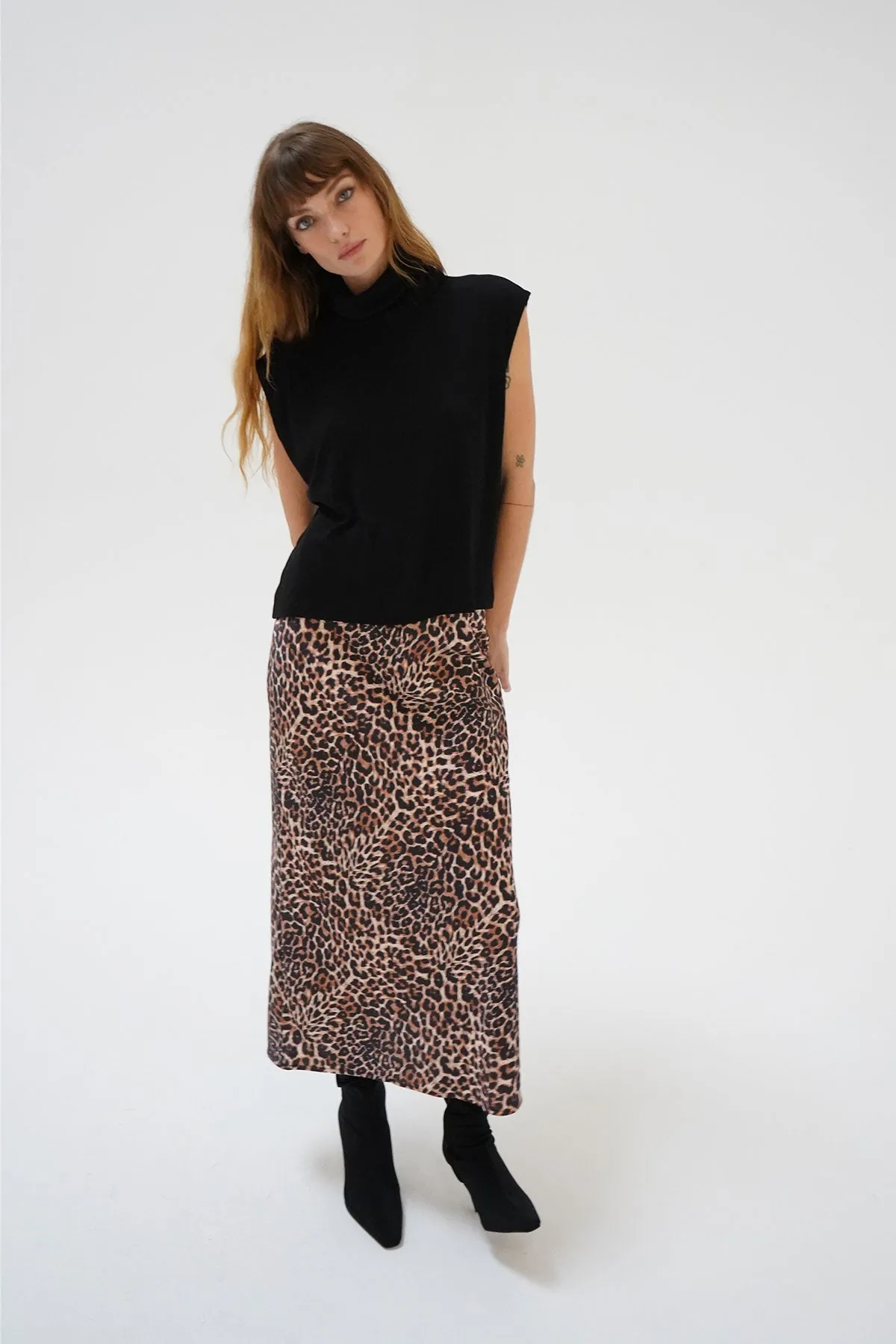 Zia Midi Skirt - Leopard Print